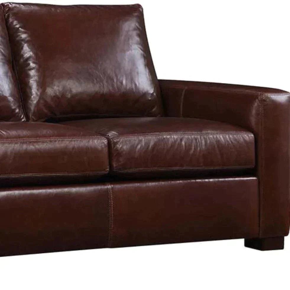 No Regrets Top Grain Leather Couch High Back Made In the USA - Uptown Sebastian