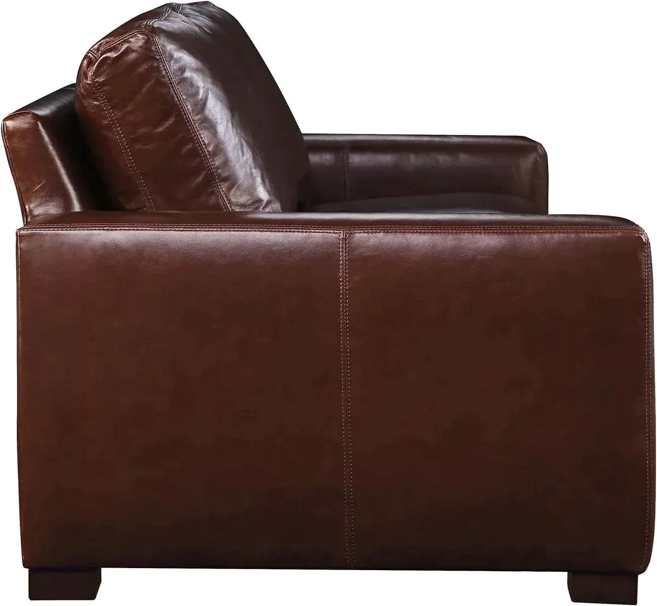 No Regrets Top Grain Leather Couch High Back Made In the USA - Uptown Sebastian