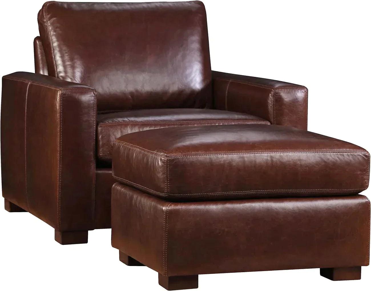 No Regrets Top Grain Leather Couch High Back Made In the USA - Uptown Sebastian