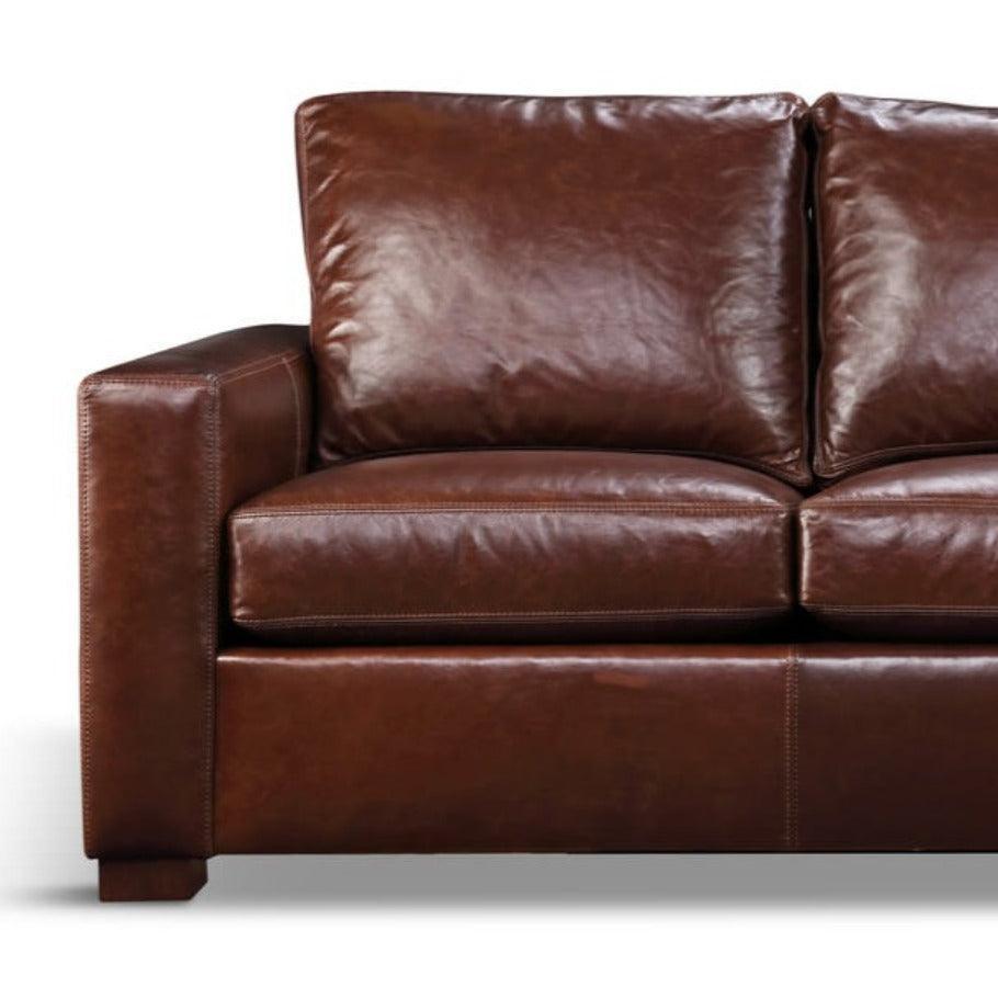 No Regrets Top Grain Leather Couch High Back Made In the USA - Uptown Sebastian