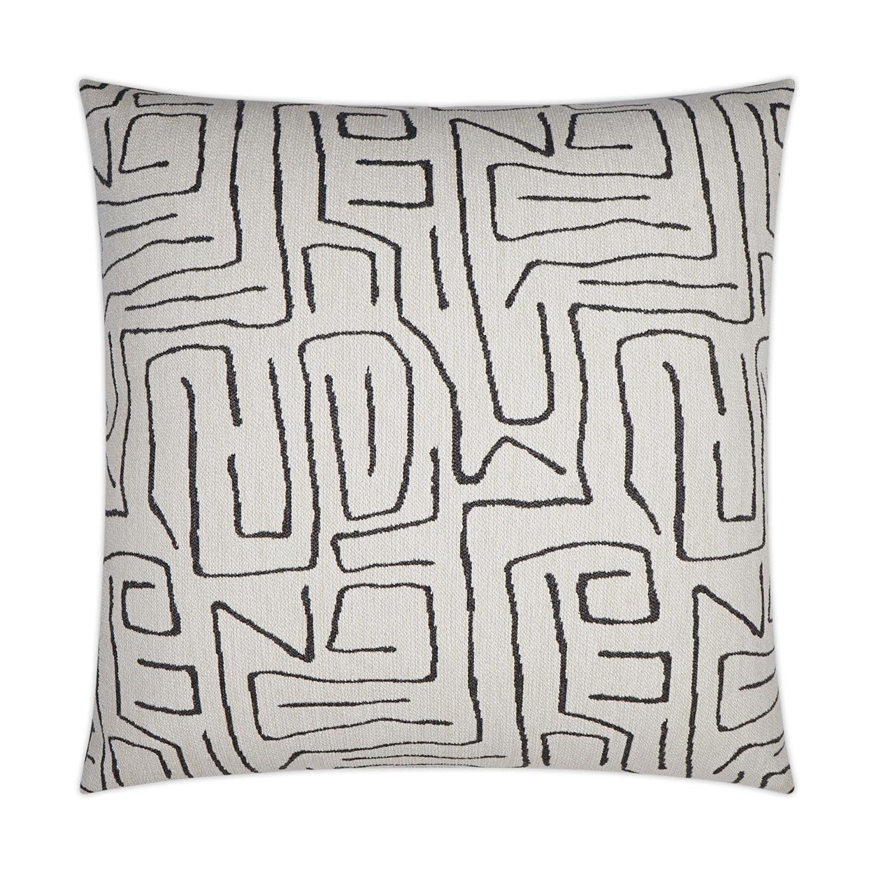 Novato Onyx Abstract White Black Large Throw Pillow With Insert - Uptown Sebastian