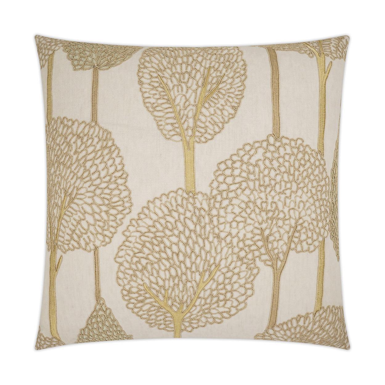Pando Parchment Floral Embroidery Tan Taupe Large Throw Pillow With Insert - Uptown Sebastian