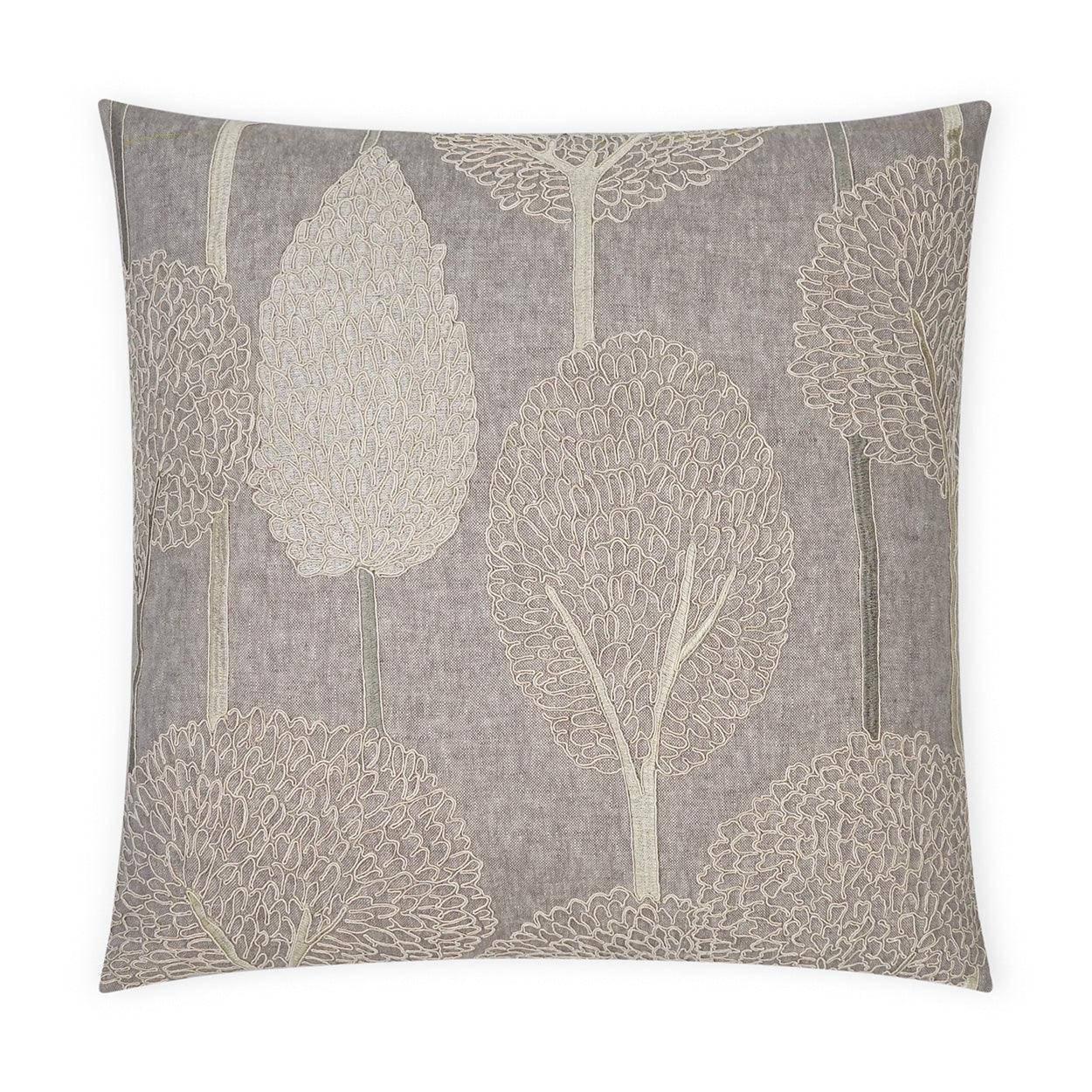 Pando Stone Floral Embroidery Grey Large Throw Pillow With Insert - Uptown Sebastian