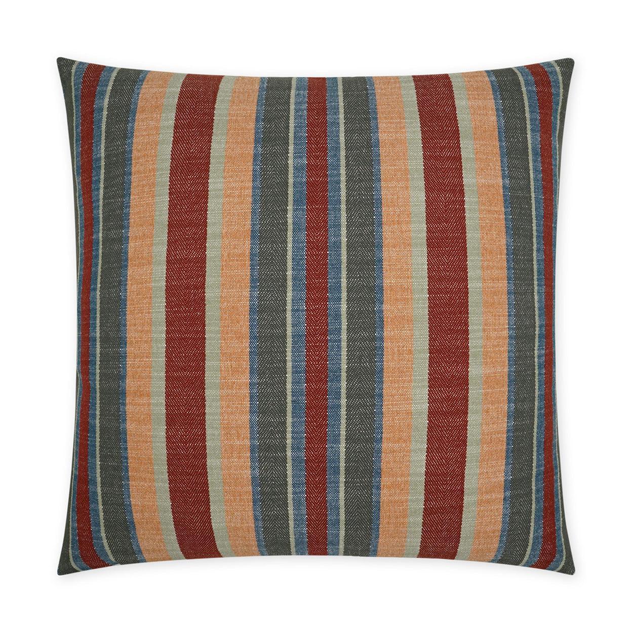 Ponce Lodge Western Chic Stripes Red Large Throw Pillow With Insert - Uptown Sebastian