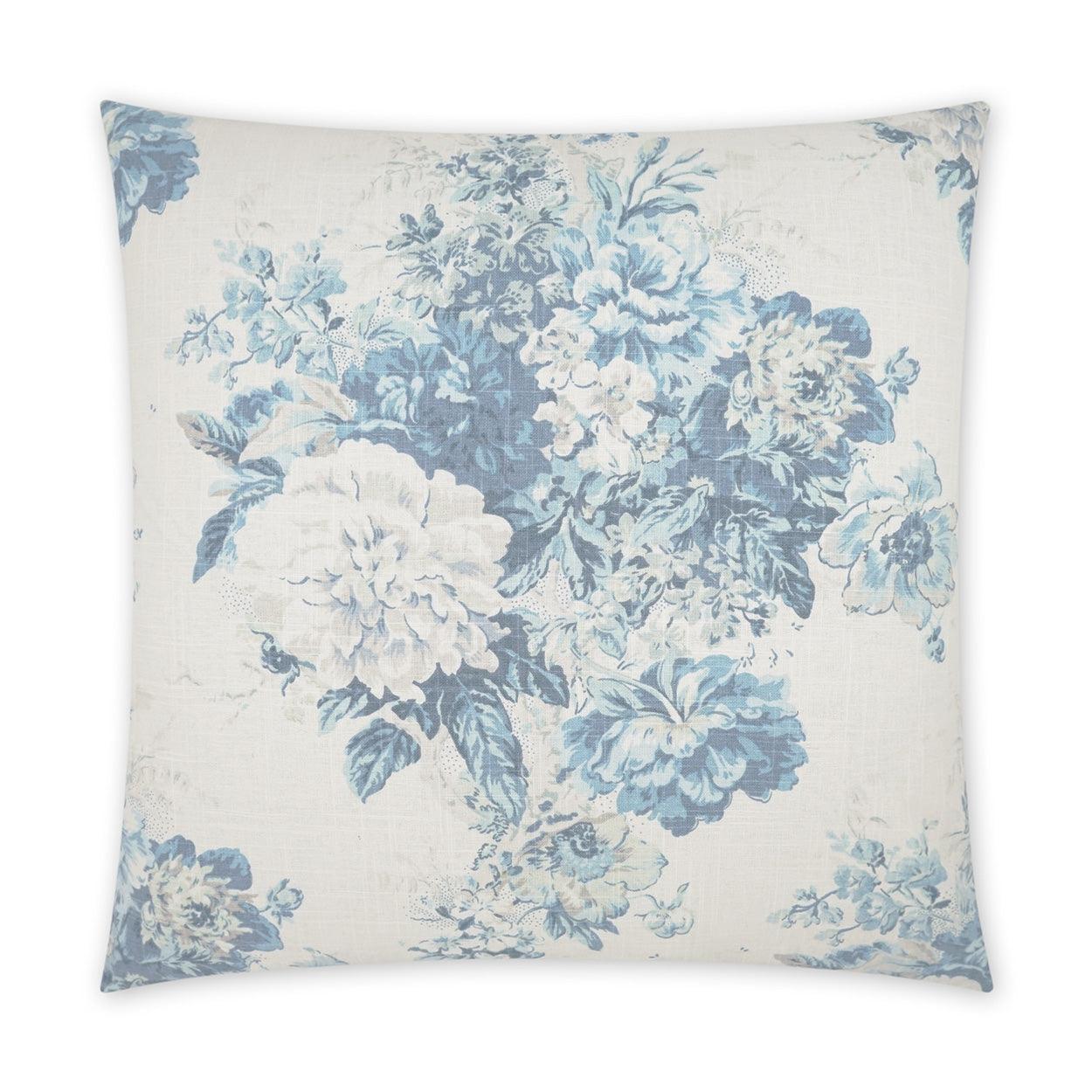 Prudence Traditional Floral Blue Large Throw Pillow With Insert - Uptown Sebastian