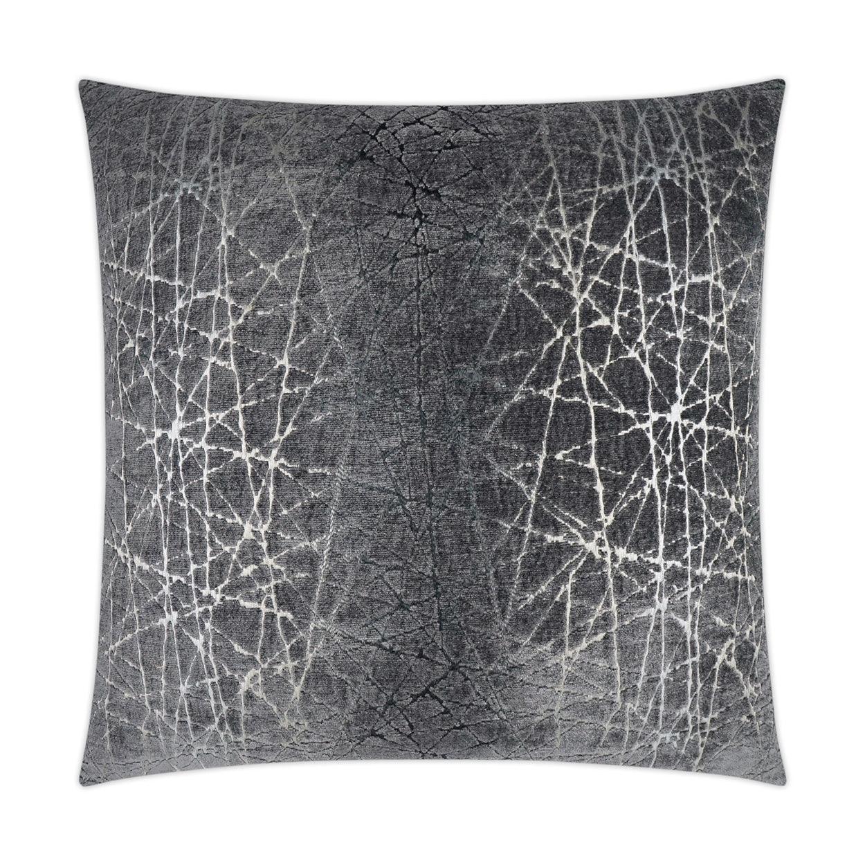 Questa Glam Abstract Grey Silver Large Throw Pillow With Insert - Uptown Sebastian