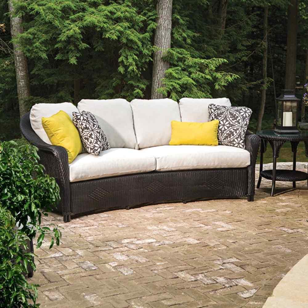 Reflections Crescent Sofa All Weather Wicker Sunbrella Cushions - Uptown Sebastian