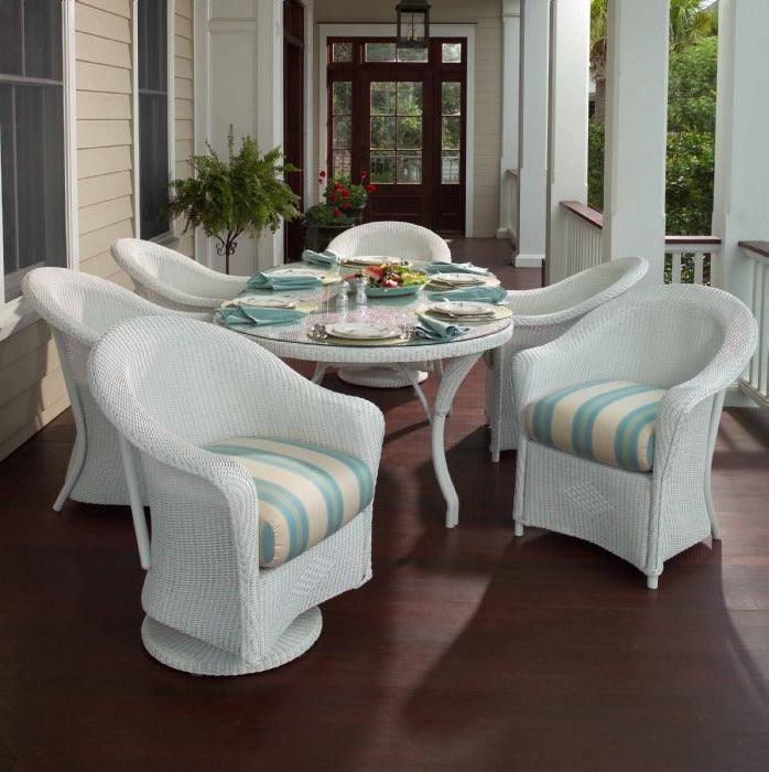 Reflections Wicker Patio Dining Table Set With Armchairs Set for 6 - Uptown Sebastian