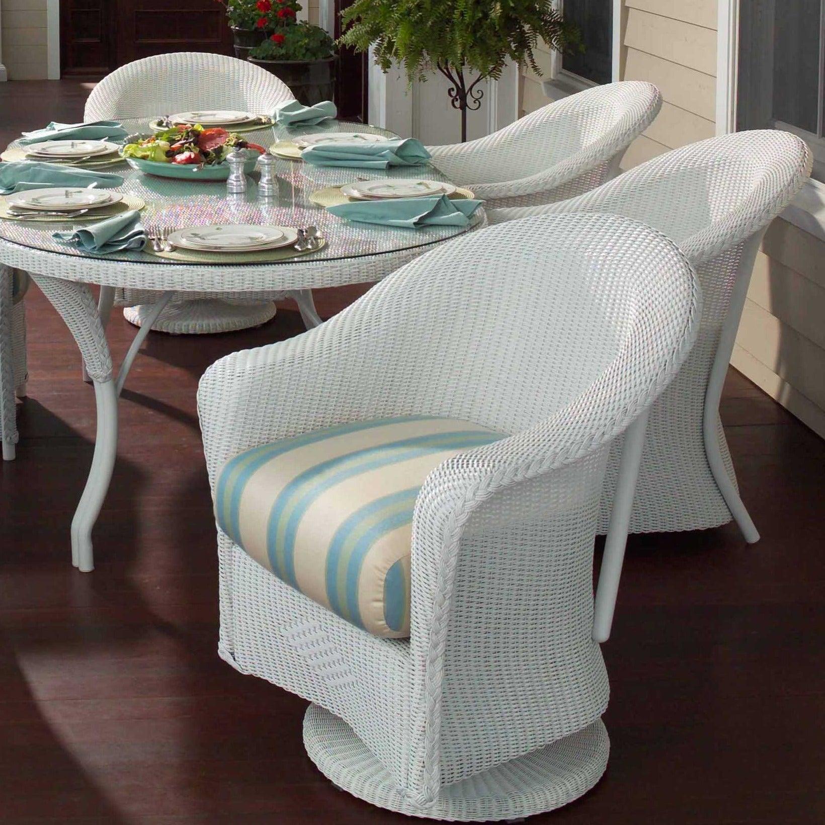 Reflections Wicker Patio Dining Table Set With Armchairs Set for 6 - Uptown Sebastian