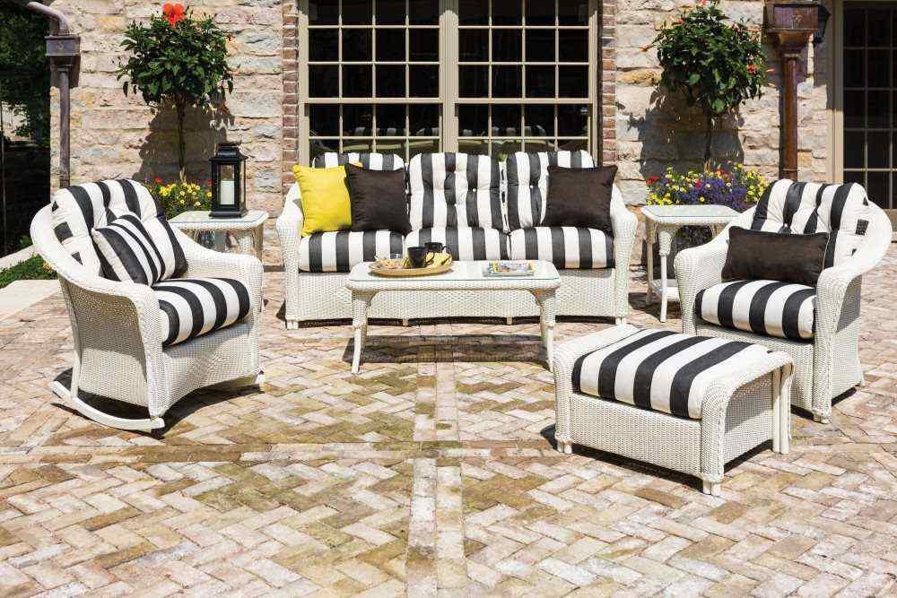 Reflections Wicker Patio Rocking Lounge Chair With Sunbrella Cushions - Uptown Sebastian