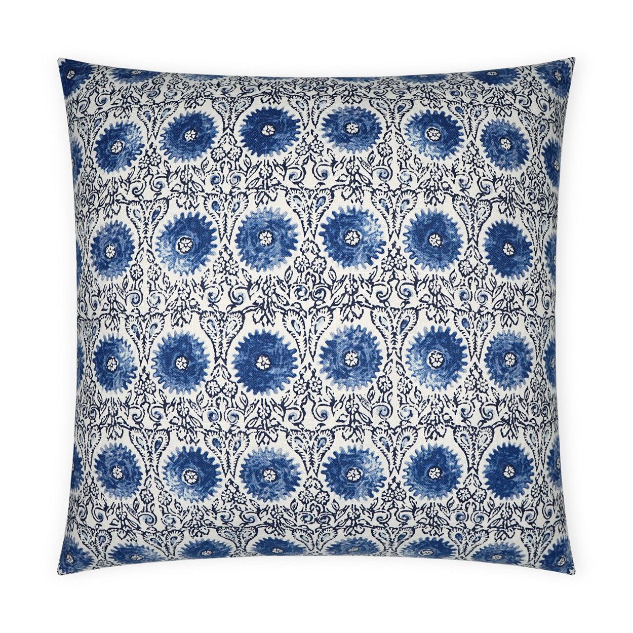 Riya Sapphire Global Blue Navy Large Throw Pillow With Insert - Uptown Sebastian