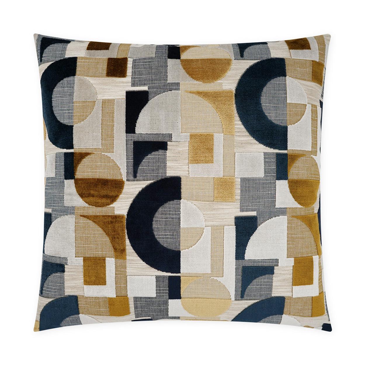 Sandusky Geometric Navy Gold Large Throw Pillow With Insert - Uptown Sebastian