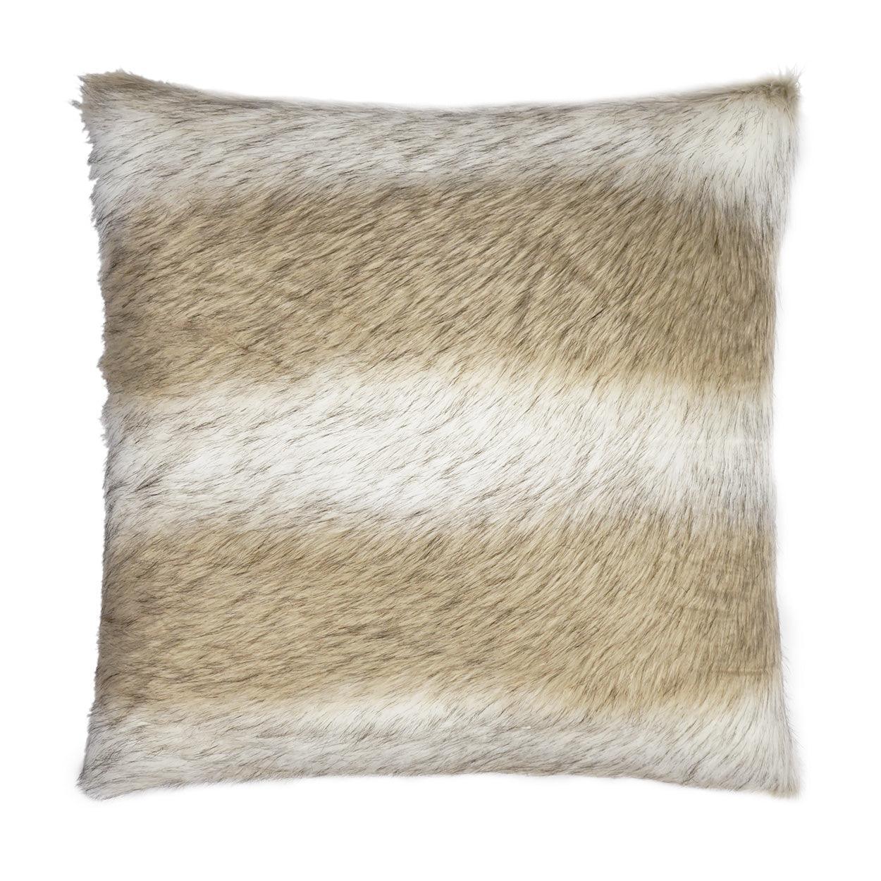 Savage Faux Fur Tan Taupe Large Throw Pillow With Insert - Uptown Sebastian