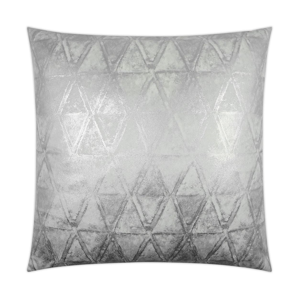 Scheme White Glam Geometric Silver White Large Throw Pillow With Insert - Uptown Sebastian