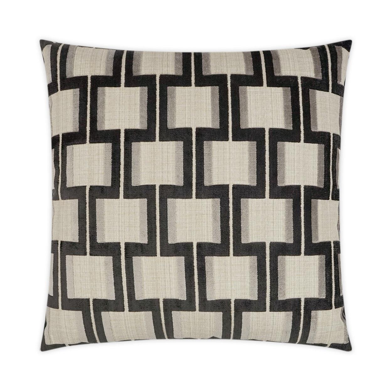 Shoreham Carbon Geometric Grey Large Throw Pillow With Insert - Uptown Sebastian