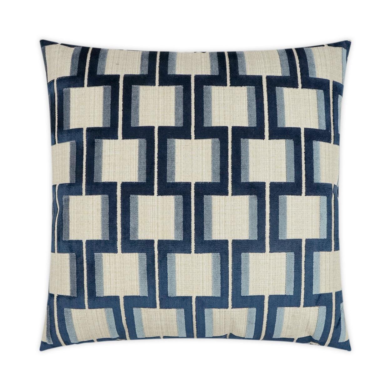 Shoreham Indigo Geometric Navy Large Throw Pillow With Insert - Uptown Sebastian