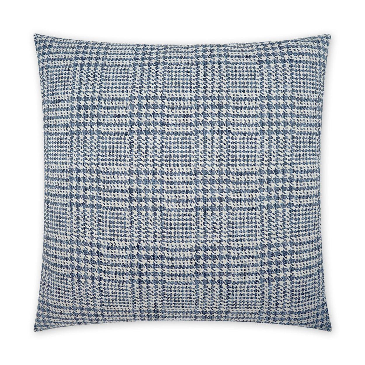 Spencer Traditional Plaid Check Blue Large Throw Pillow With Insert - Uptown Sebastian