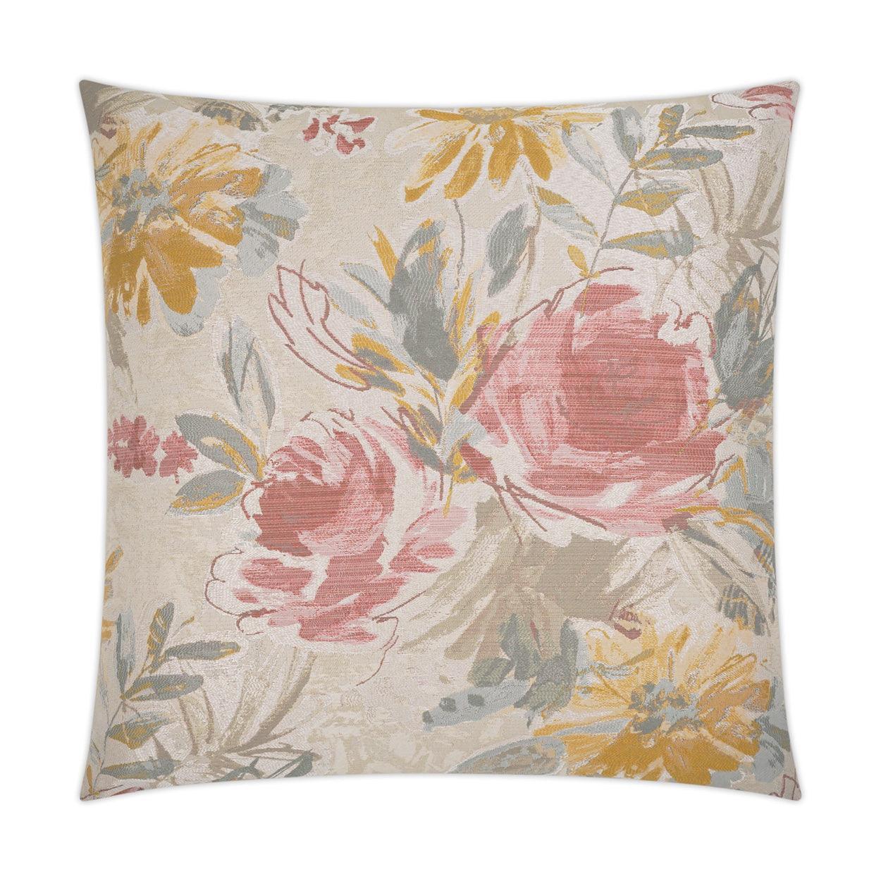 Sunbreak Floral Blush Yellow Large Throw Pillow With Insert - Uptown Sebastian