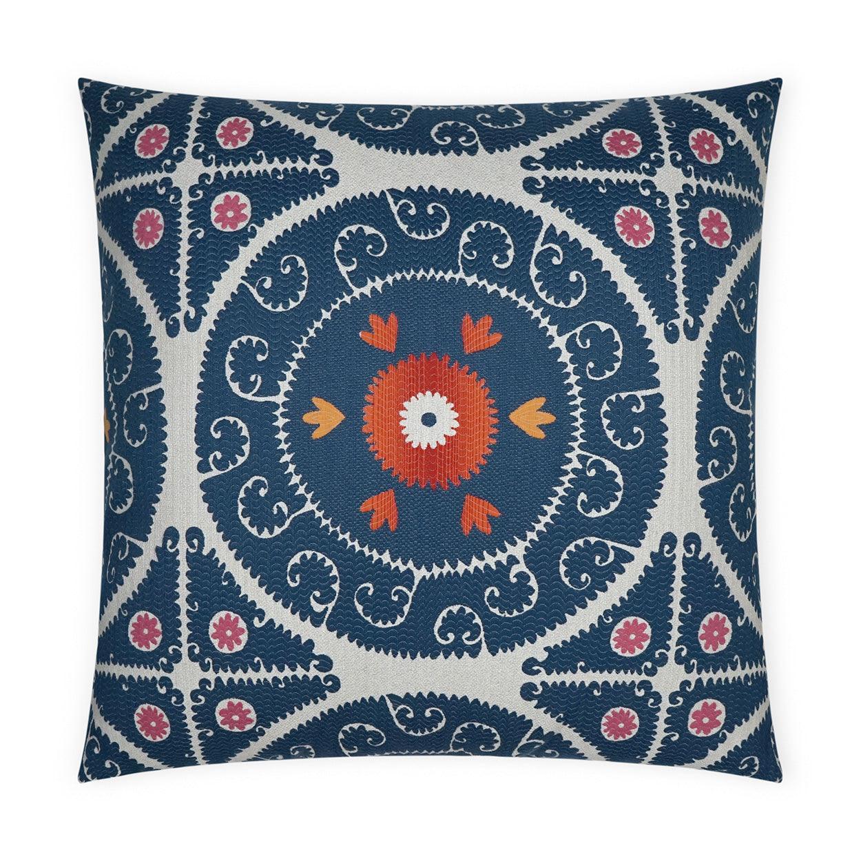 Suzandozi Denim Global Blue Large Throw Pillow With Insert - Uptown Sebastian