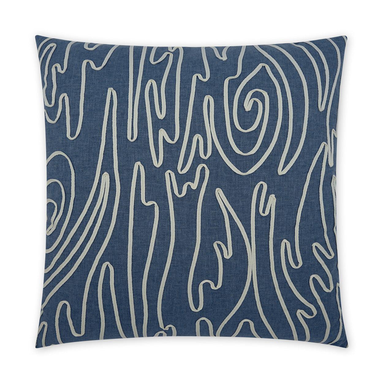 Swindler Denim Abstract Beach Blue Large Throw Pillow With Insert - Uptown Sebastian