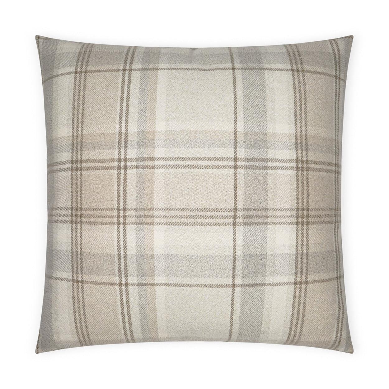 Tartan Buff Plaid Check Tan Taupe Brown Ivory Large Throw Pillow With Insert - Uptown Sebastian