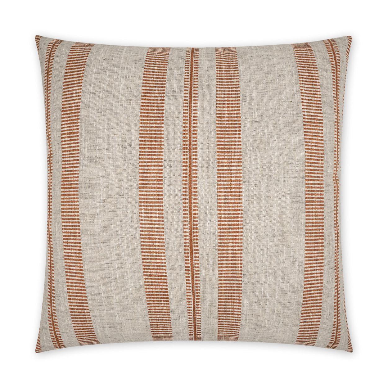 Terracotta Beach Stripes Orange Large Throw Pillow With Insert - Uptown Sebastian