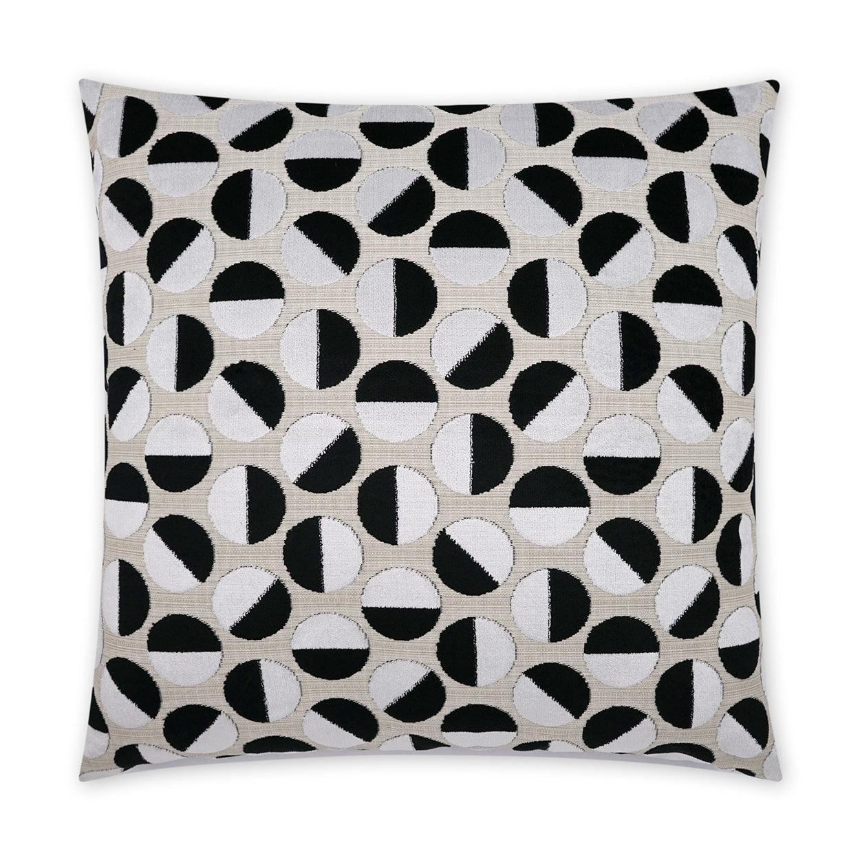 Tilt Modern Circular Dots Black Large Throw Pillow With Insert - Uptown Sebastian