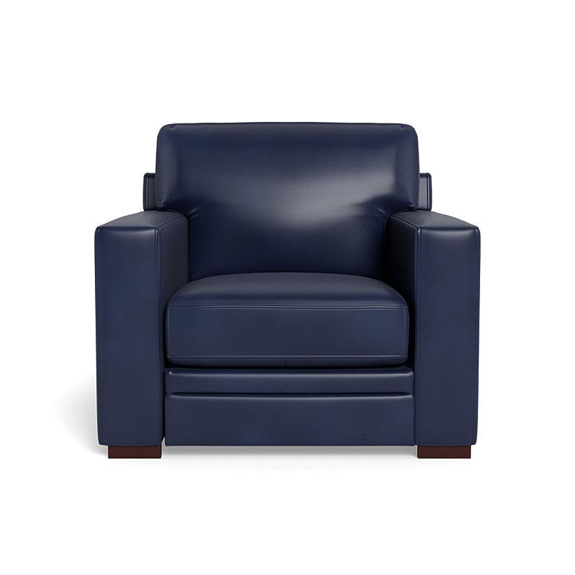 Waverly Modern Leather Club Chair With Track Arms - Uptown Sebastian