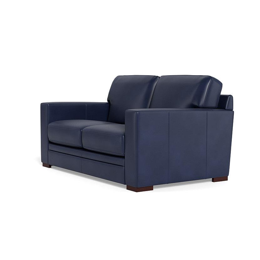 Waverly Modern Leather Loveseat With Track Arms - Uptown Sebastian