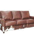 Western Style Leather & Hair On Hide Sofa Brown Caramel Marshal - Uptown Sebastian