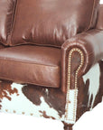 Western Style Leather & Hair On Hide Sofa Brown Caramel Marshal - Uptown Sebastian