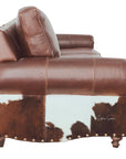 Western Style Leather & Hair On Hide Sofa Brown Caramel Marshal - Uptown Sebastian