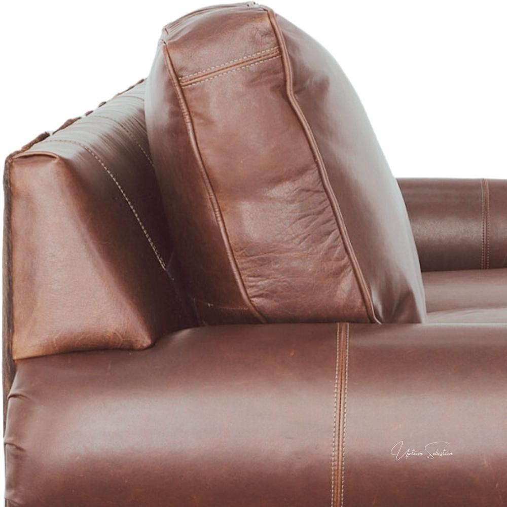 Western Style Leather &amp; Hair On Hide Sofa Brown Caramel Marshal - Uptown Sebastian