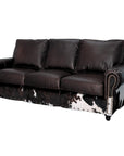 Western Style Leather & Hair On Hide Sofa Dark Brown Marshal - Uptown Sebastian
