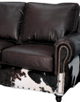 Western Style Leather & Hair On Hide Sofa Dark Brown Marshal - Uptown Sebastian