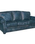 Western Style Leather Couch With Blue Alligator Embossed Leather - Uptown Sebastian