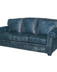 Western Style Leather Couch With Blue Alligator Embossed Leather - Uptown Sebastian