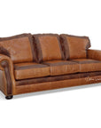Western Style Leather Couch With Brown Alligator Embossed Leather - Uptown Sebastian