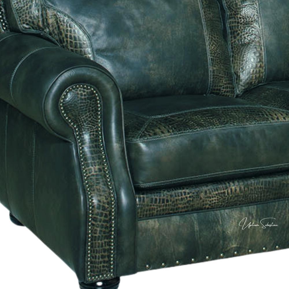 Western Couch Green Teal Alligator Embossed Leather – Uptown Sebastian