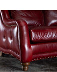 Williamsburg Burgundy Red Leather Sofa Made In the USA - Uptown Sebastian