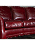 Williamsburg Burgundy Red Leather Sofa Made In the USA - Uptown Sebastian