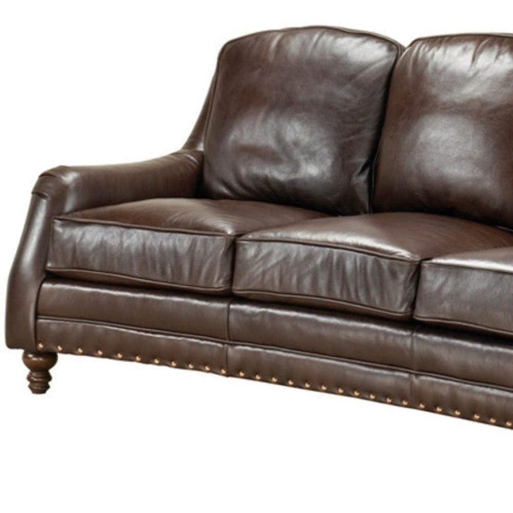 Williamsburg Dark Brown Leather Sofa Made In the USA - Uptown Sebastian