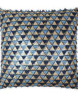 Wink Embroidery Glam Textured Geometric Blue Large Throw Pillow With Insert - Uptown Sebastian