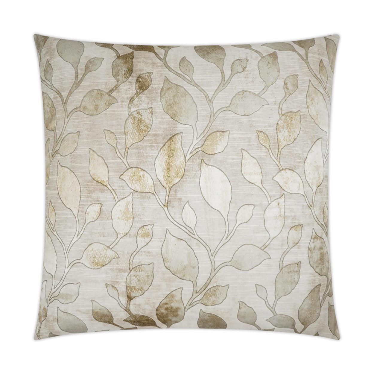 Zafra Glam Floral Gold Tan Taupe Large Throw Pillow With Insert - Uptown Sebastian