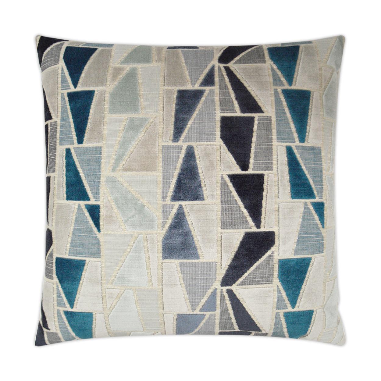 Zander Geometric Turquoise Teal Slate Blue Large Throw Pillow With Insert - Uptown Sebastian