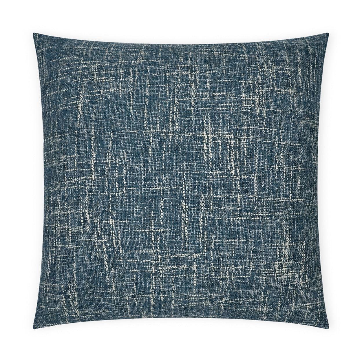 Zareen Denim Solid Textured Blue Large Throw Pillow With Insert - Uptown Sebastian