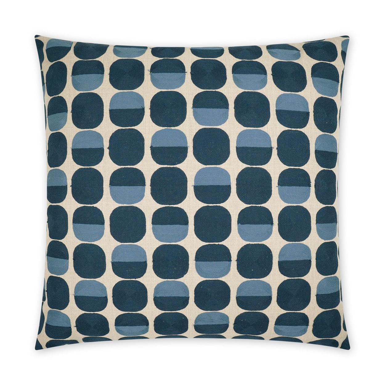 Zuri Prussian Circular Dots Blue Large Throw Pillow With Insert - Uptown Sebastian